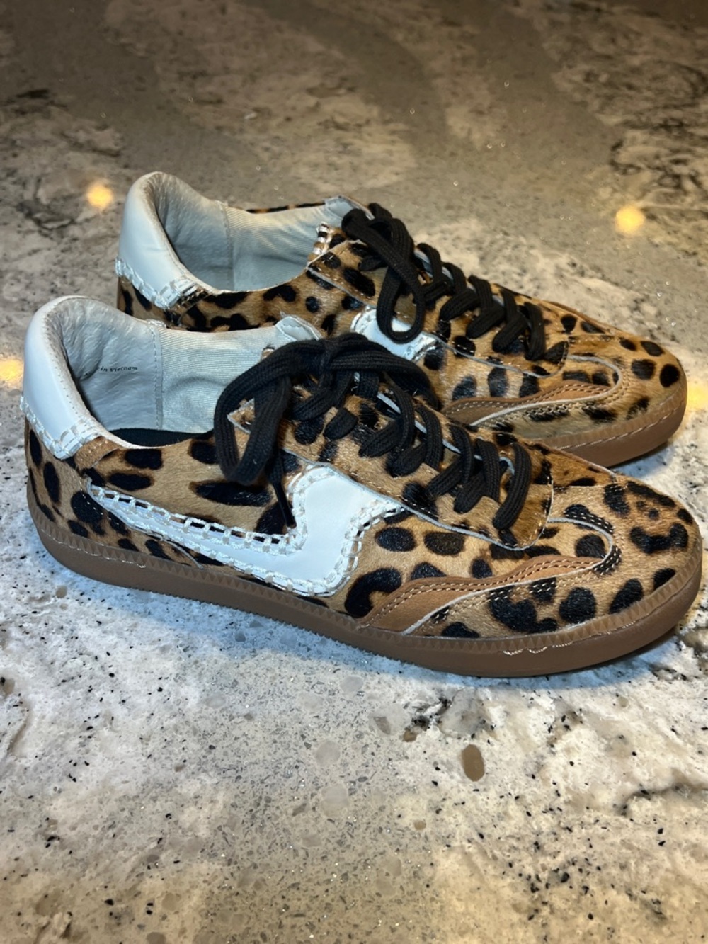 Dolce Vita Notice Stitch Leopard Calf Hair Sneakers - Size 6 - EUC